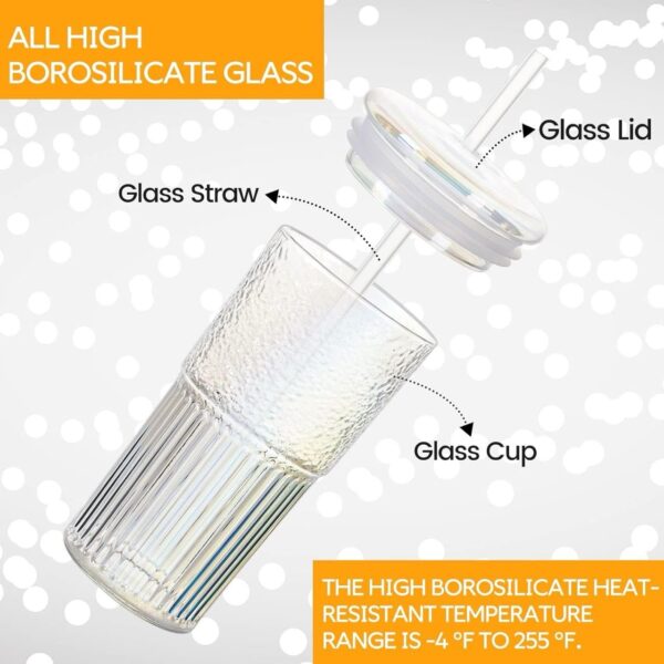 Borosilicate All Glass Iridescent Tumbler With A Straw - Image 4