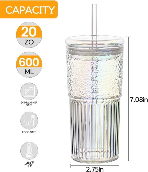Borosilicate All Glass Iridescent Tumbler With A Straw - Image 3