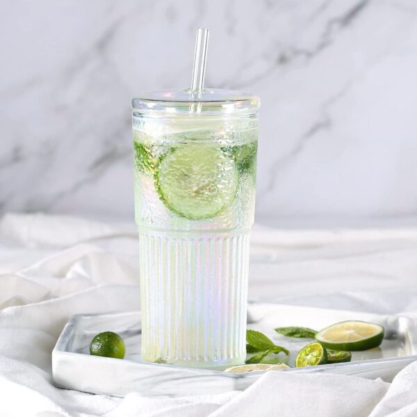Borosilicate All Glass Iridescent Tumbler With A Straw - Image 5