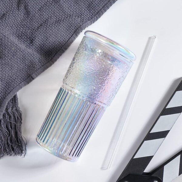 Borosilicate All Glass Iridescent Tumbler With A Straw - Image 2
