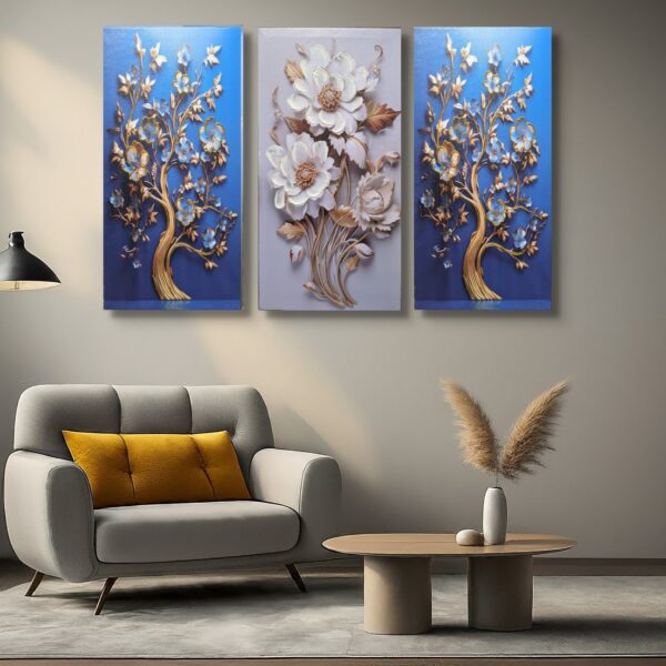 Floral Bliss: 3-Panel Canvas Art - Image 6