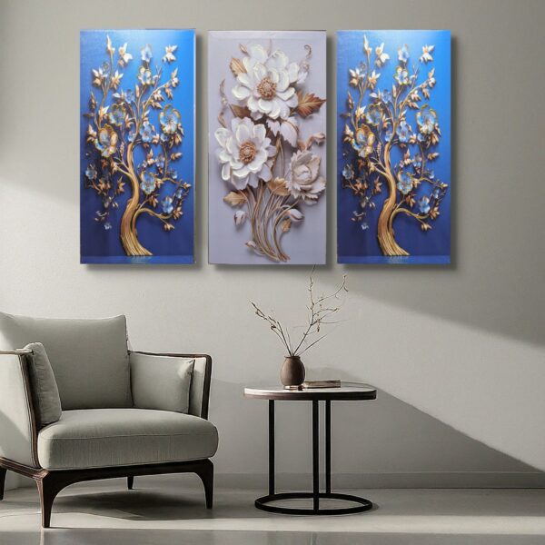Floral Bliss: 3-Panel Canvas Art - Image 7