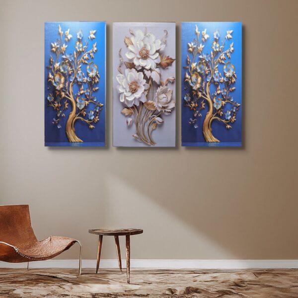 Floral Bliss: 3-Panel Canvas Art - Image 5