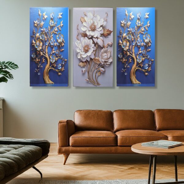 Floral Bliss: 3-Panel Canvas Art - Image 4