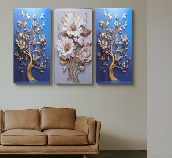 Floral Bliss: 3-Panel Canvas Art - Image 2