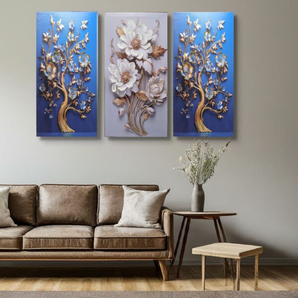 Floral Bliss: 3-Panel Canvas Art - Image 3
