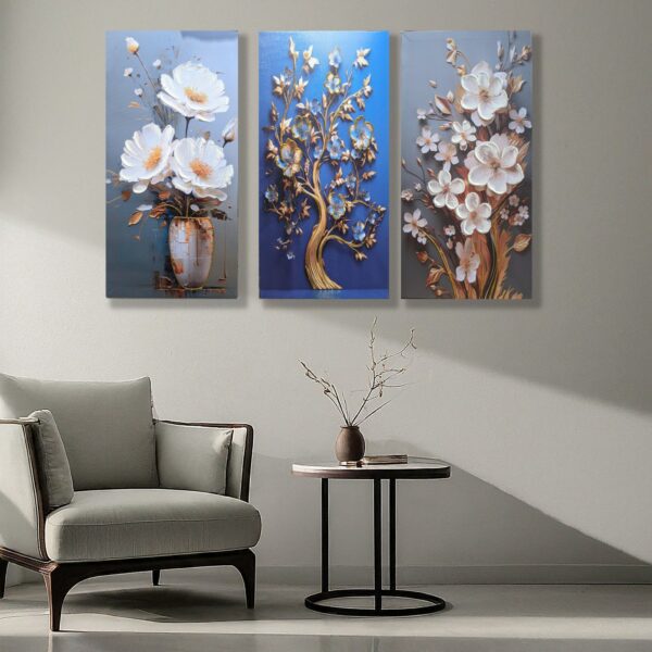 Serene Escape: Flowers on Canvas  - Image 4
