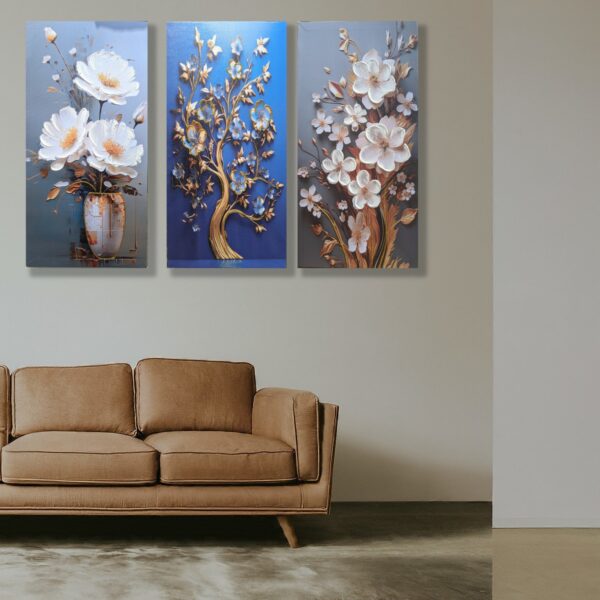 Serene Escape: Flowers on Canvas  - Image 5