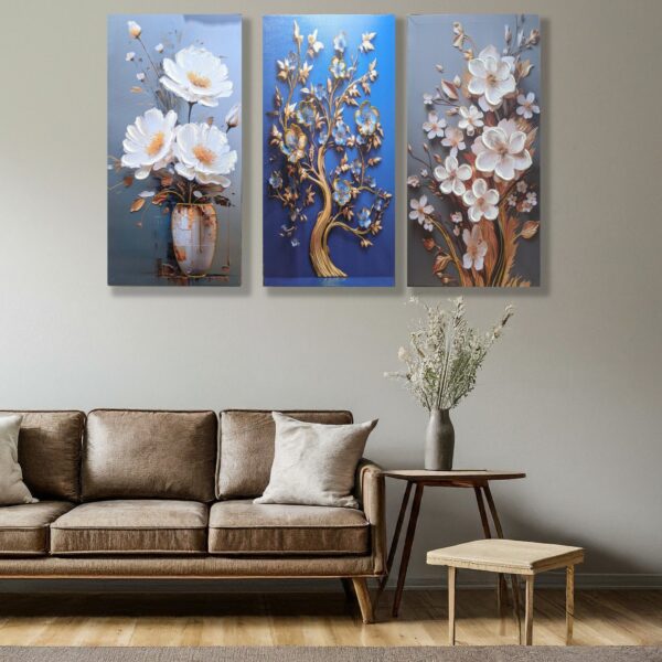 Serene Escape: Flowers on Canvas  - Image 3