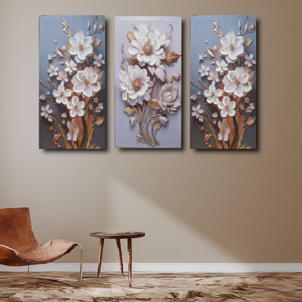 Blooming Elegance: 3 Panel Floral Canvas Art