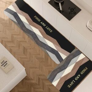 Two Piece Gray Tapis Kitchen Carpet