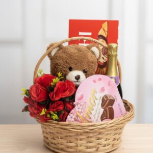 Thoughtful Celebration Gift Basket with Teddy Bear