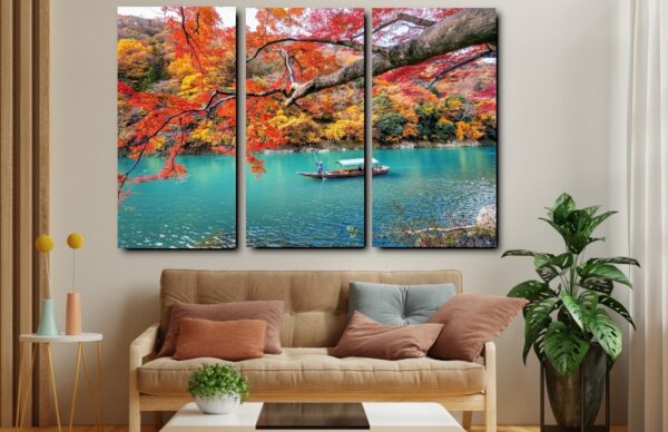 3 Panel Canvas Print and Framed Wall Art of A Lake - Image 3