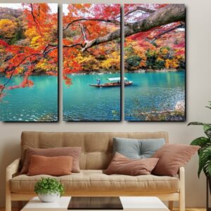3 Panel Canvas Print and Framed Wall Art of A Lake
