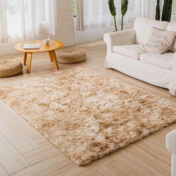 Colourful Khaki Fluffy Shaggy Carpet