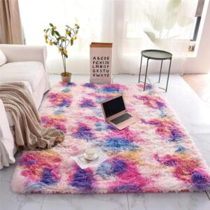 Multi Coloured Fluffy Area Rug
