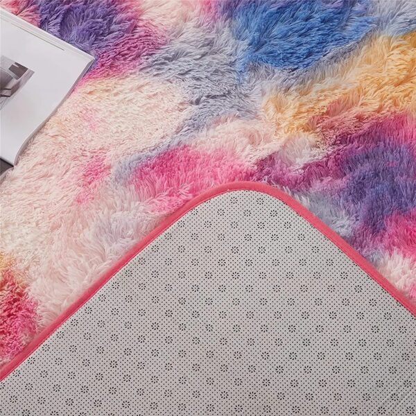 Multi Coloured Fluffy Area Rug - Image 3
