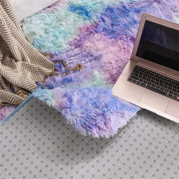 Colourful Fluffy Area Rug - Image 5