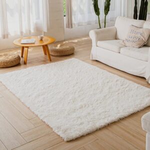 White Faux Shaggy Area Rug