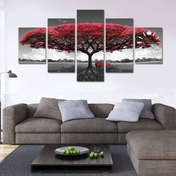 Multi Panel Rose tree canvas wall art HD on wooden frame - Image 2