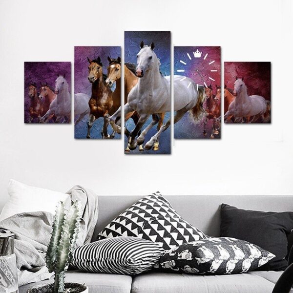 Luxury horse canvas wall art & clock on wooden frame - Image 3
