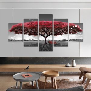 Multi Panel Rose tree canvas wall art HD on wooden frame