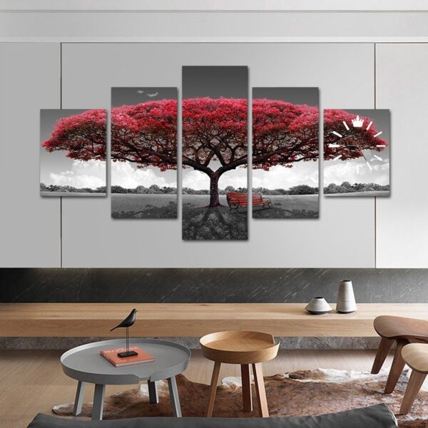 Multi Panel Rose tree canvas wall art HD on wooden frame