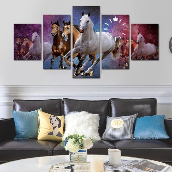 Luxury horse canvas wall art & clock on wooden frame - Image 5