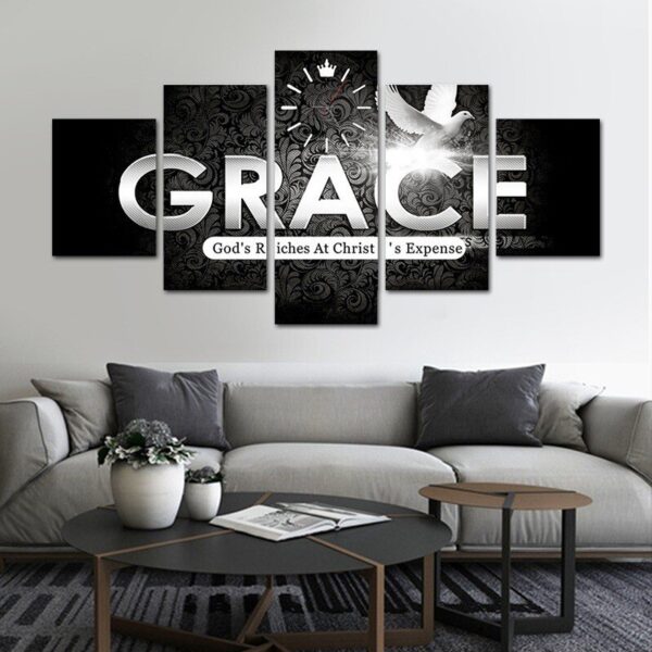 God's Riches print canvas wooden frames 5 panel split