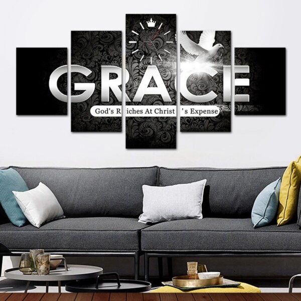 God's Riches print canvas wooden frames 5 panel split - Image 4