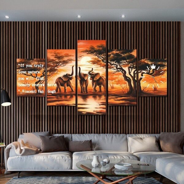5 panel Beauty everywhere wall art on canvas frame - Image 5