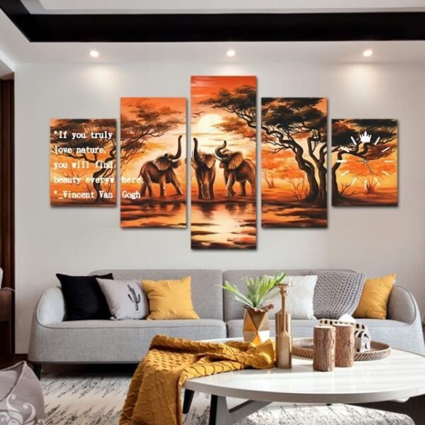 5 panel Beauty everywhere wall art on canvas frame - Image 4