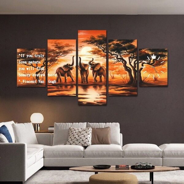 5 panel Beauty everywhere wall art on canvas frame