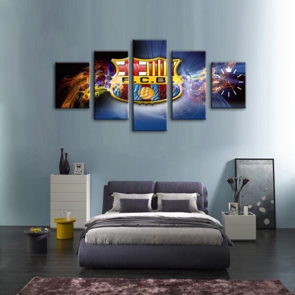 5 Piece Football Club Barcelona Logo Canvas Art  Home Decor Framed - Image 3
