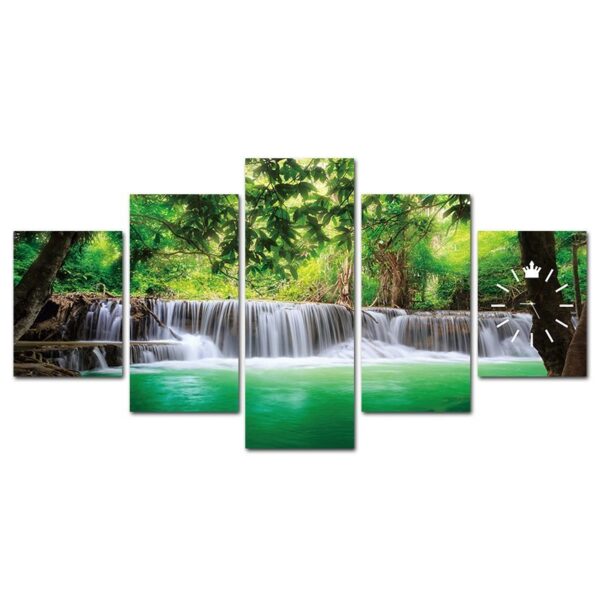 5 Panels Waterfall Canvas Print Painting Modern Wall Art For Home Decor Modular Artwork - Image 3