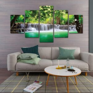 5 Panels Waterfall Canvas Print Painting Modern Wall Art For Home Decor Modular Artwork