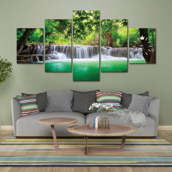 5 Panels Waterfall Canvas Print Painting Modern Wall Art For Home Decor Modular Artwork - Image 4