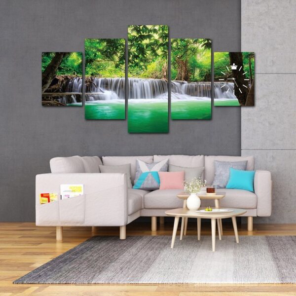 5 Panels Waterfall Canvas Print Painting Modern Wall Art For Home Decor Modular Artwork - Image 5