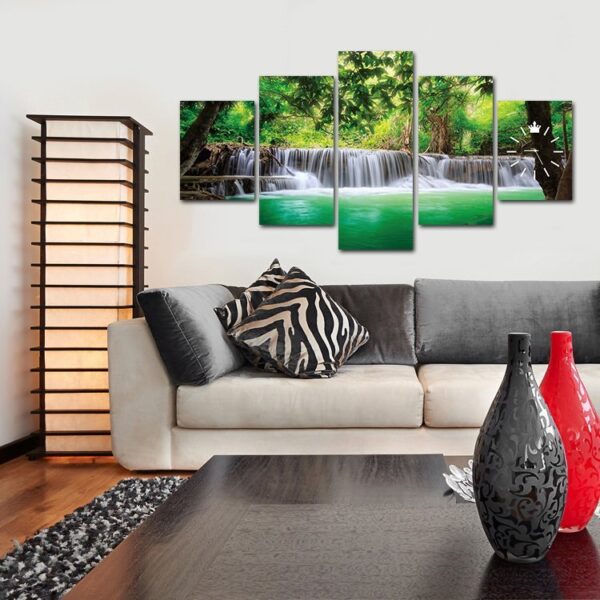 5 Panels Waterfall Canvas Print Painting Modern Wall Art For Home Decor Modular Artwork - Image 2
