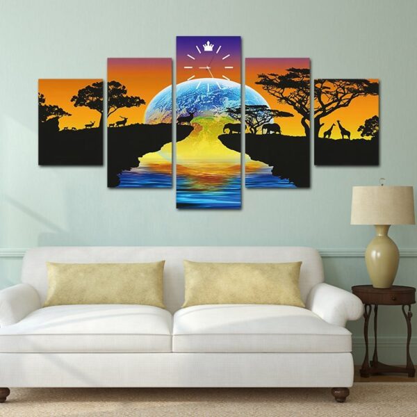 5 panel framed canvas print of animal Painting Wall Art Home Decor 5 Panels Pictures For Living Room - Image 6