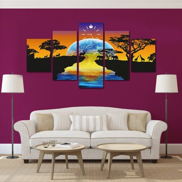 5 panel framed canvas print of animal Painting Wall Art Home Decor 5 Panels Pictures For Living Room - Image 7
