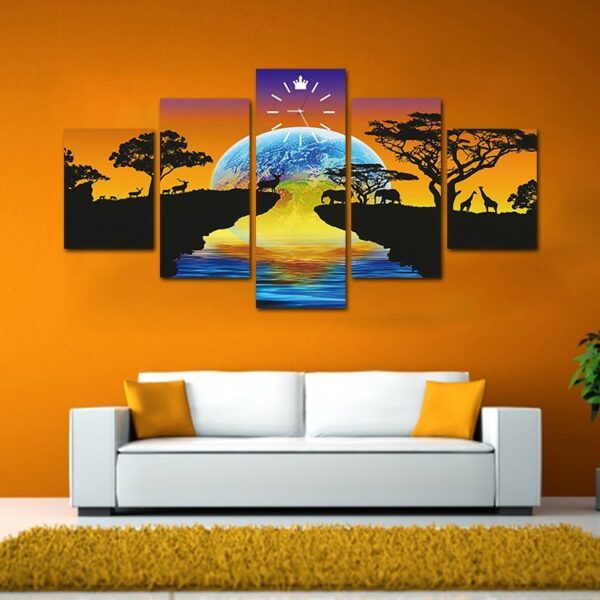 5 panel framed canvas print of animal Painting Wall Art Home Decor 5 Panels Pictures For Living Room - Image 5