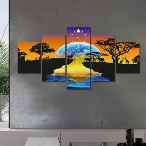 5 panel framed canvas print of animal Painting Wall Art Home Decor 5 Panels Pictures For Living Room