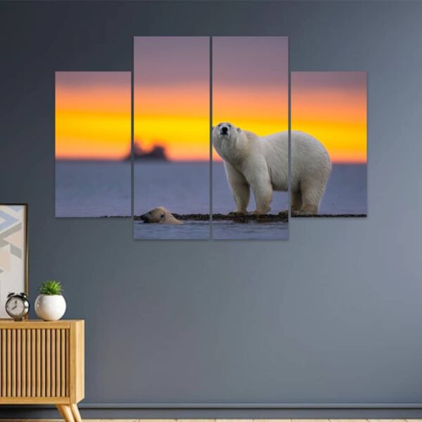 4 Panel Canvas Print and Framed Wall Art of A Screaming Bear