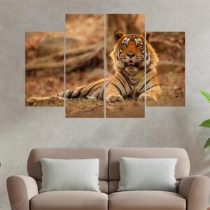 4 Panel Canvas Print and Framed Wall Art of A Bengal Tiger